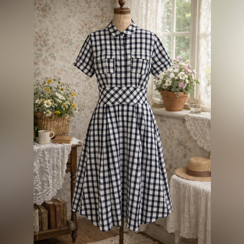 Cynthia Steffe Classic Black and White Checkered Dress